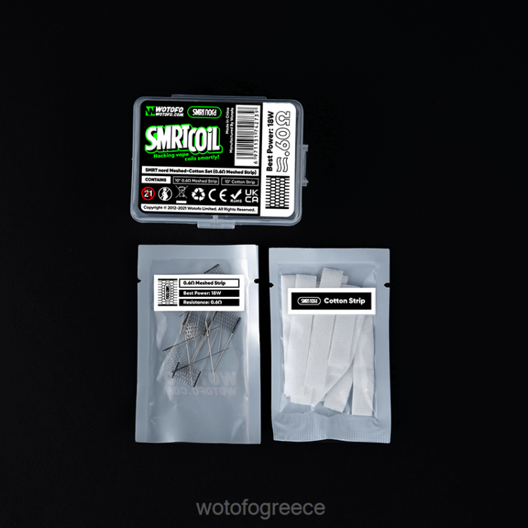 Wotofo Vape Flavours - Wotofo SMRT Nord mesh-βαμβακερό σετ X0LVV350 Διχτυωτό 0,6ohm + βαμβάκι